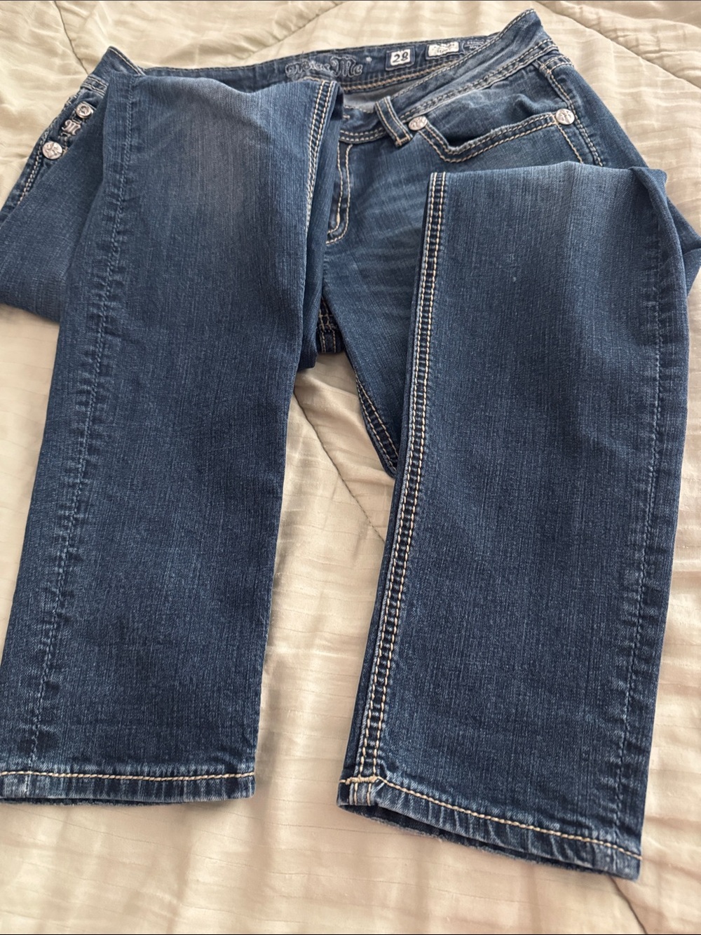 Miss Me Blue Skinny Jeans with Embroidered Back Pockets - Picture 6 of 8